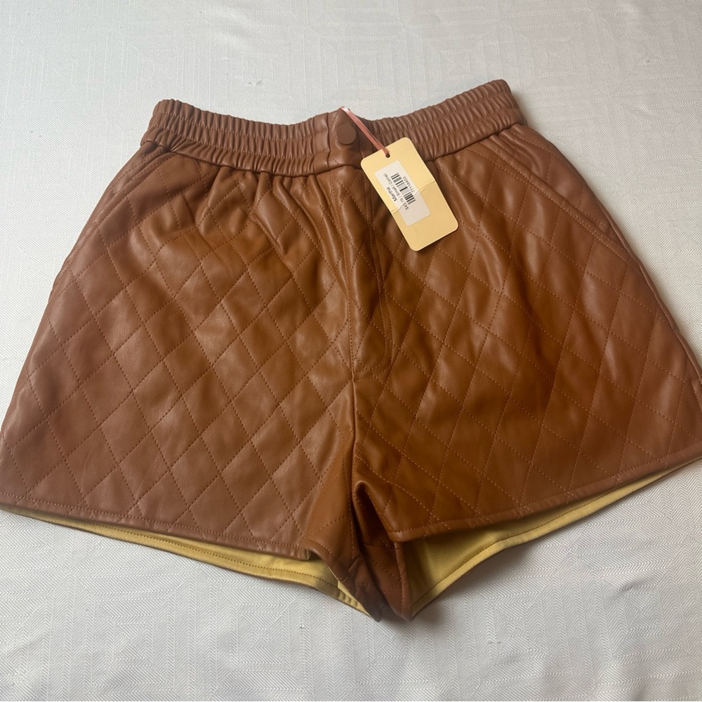 Brown Quilted Women's Shorts